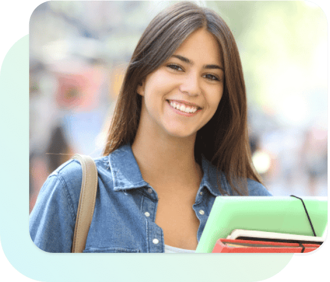 student with books